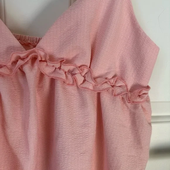 Pink Ruffled Women's Tank - Picture 2 of 3